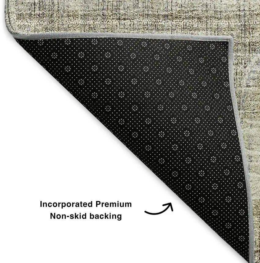 Taupe Gray And Beige Striped Washable Area Rug With UV Protection Photo 9