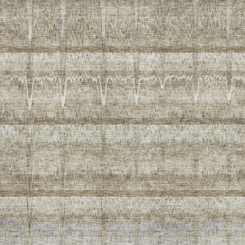 Taupe Gray And Beige Striped Washable Area Rug With UV Protection Photo 3