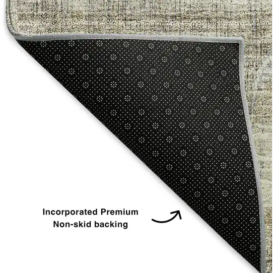 Taupe Gray And Beige Striped Washable Area Rug With UV Protection Photo 8