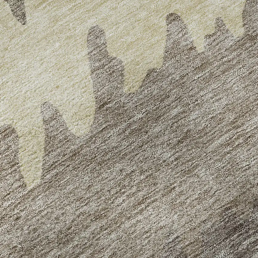 Taupe Gray And Beige Striped Washable Area Rug With UV Protection Photo 9