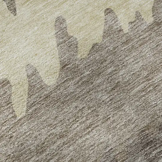 Taupe Gray And Beige Striped Washable Area Rug With UV Protection Photo 9