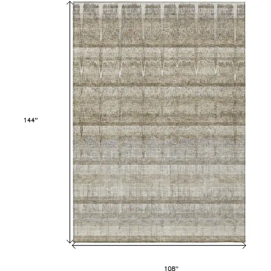 Taupe Gray And Beige Striped Washable Indoor Outdoor Area Rug Photo 9