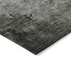 Photo of Taupe Gray And Black Abstract Washable Indoor Outdoor Area Rug