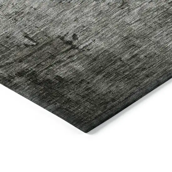 Taupe Gray And Black Abstract Washable Indoor Outdoor Area Rug Photo 4