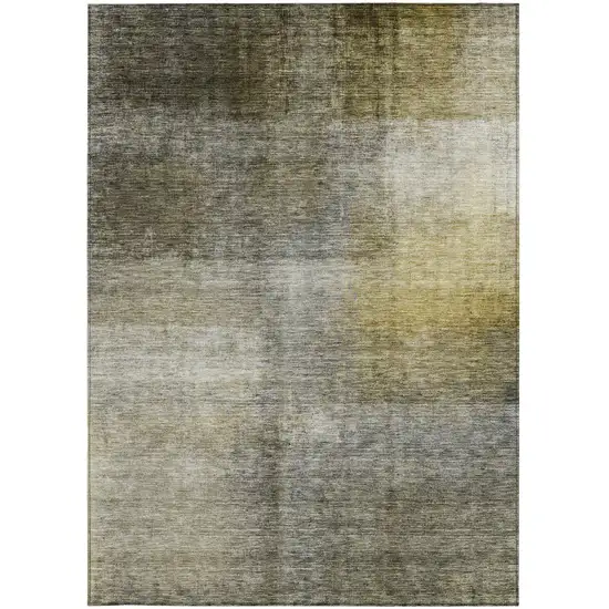 Taupe Gray And Black Abstract Washable Indoor Outdoor Area Rug Photo 5