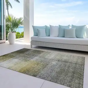 Photo of Taupe Gray And Black Abstract Washable Indoor Outdoor Area Rug