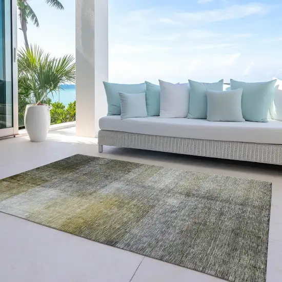 Taupe Gray And Black Abstract Washable Indoor Outdoor Area Rug Photo 7