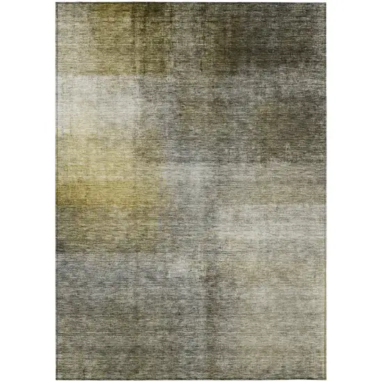 Taupe Gray And Black Abstract Washable Indoor Outdoor Area Rug Photo 2