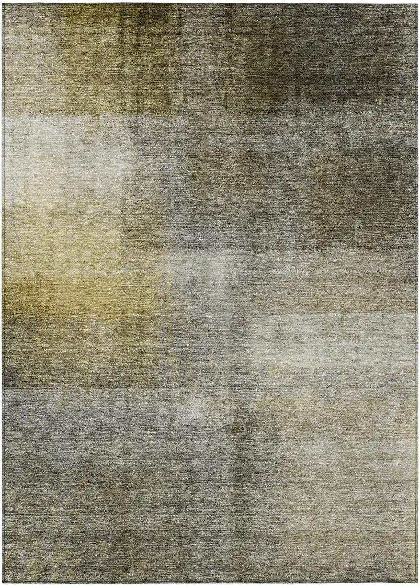 Taupe Gray And Black Abstract Washable Indoor Outdoor Area Rug Photo 2