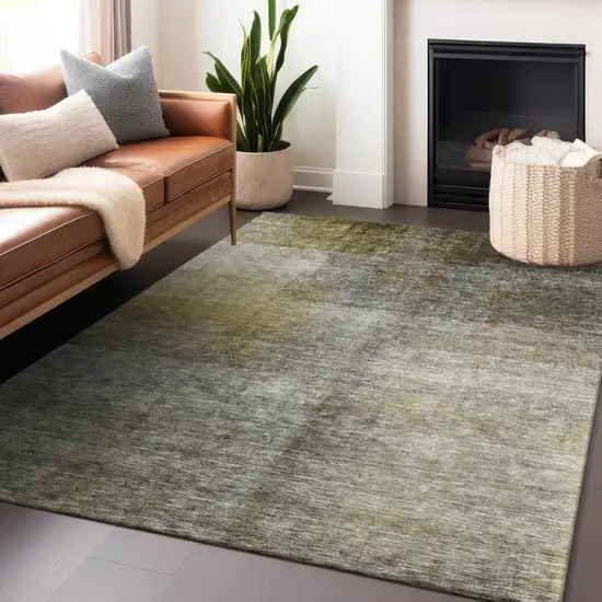 Taupe Gray And Black Abstract Washable Indoor Outdoor Area Rug Photo 8