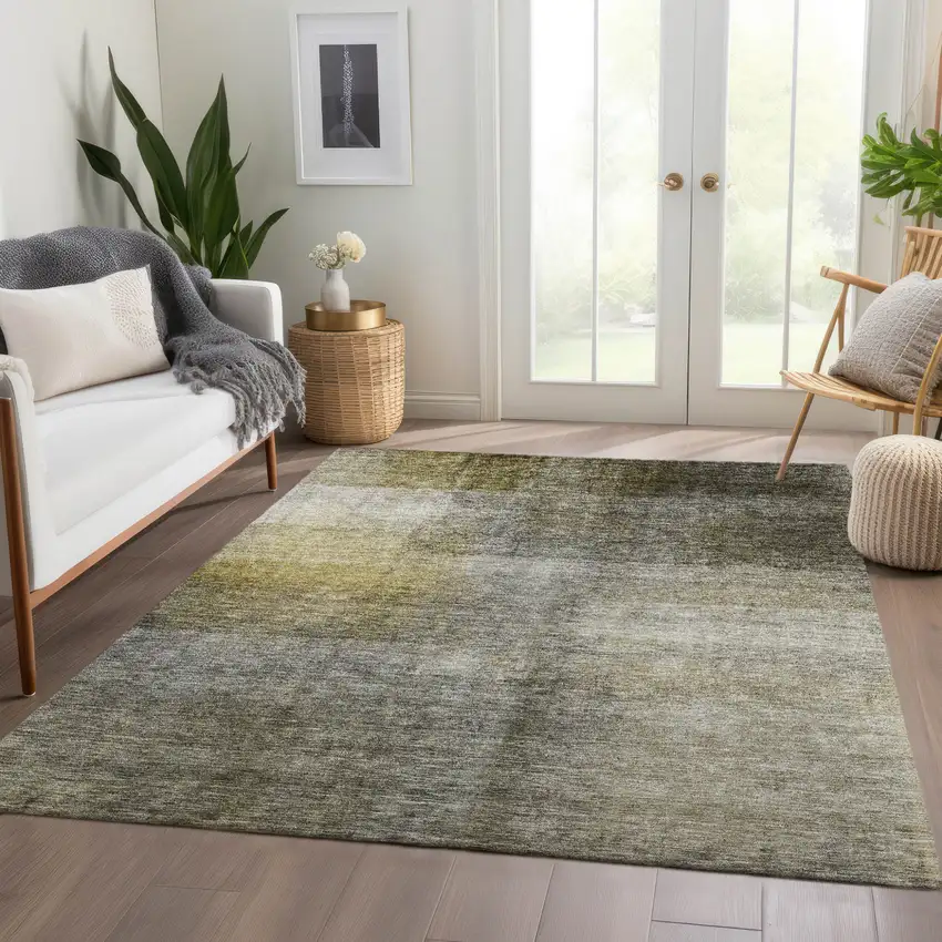 Taupe Gray And Black Abstract Washable Indoor Outdoor Area Rug Photo 9