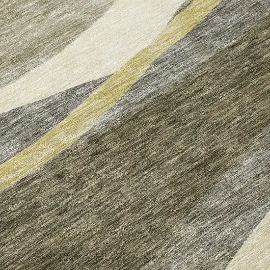 Taupe Gray And Black Abstract Washable Indoor Outdoor Area Rug Photo 8