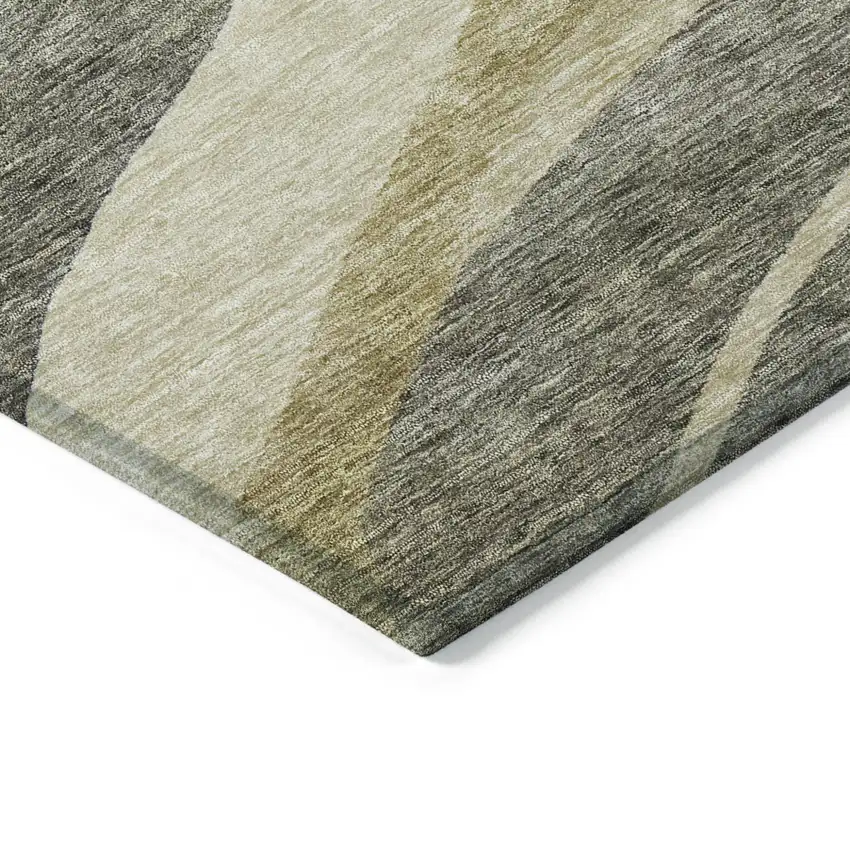 Taupe Gray And Black Abstract Washable Indoor Outdoor Area Rug Photo 4