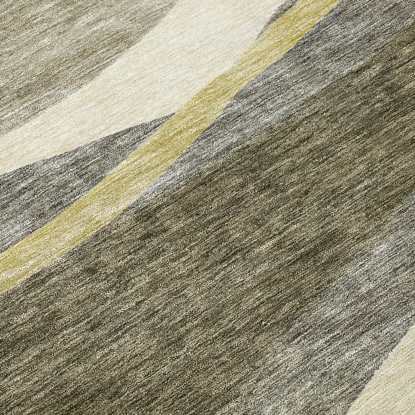 Taupe Gray And Black Abstract Washable Indoor Outdoor Area Rug Photo 8