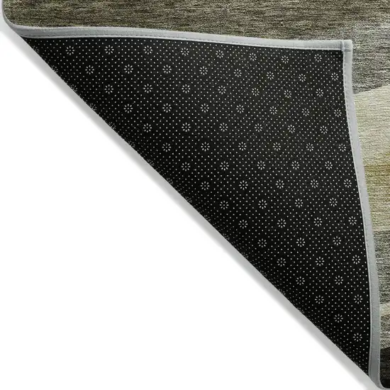 Taupe Gray And Black Abstract Washable Indoor Outdoor Area Rug Photo 3