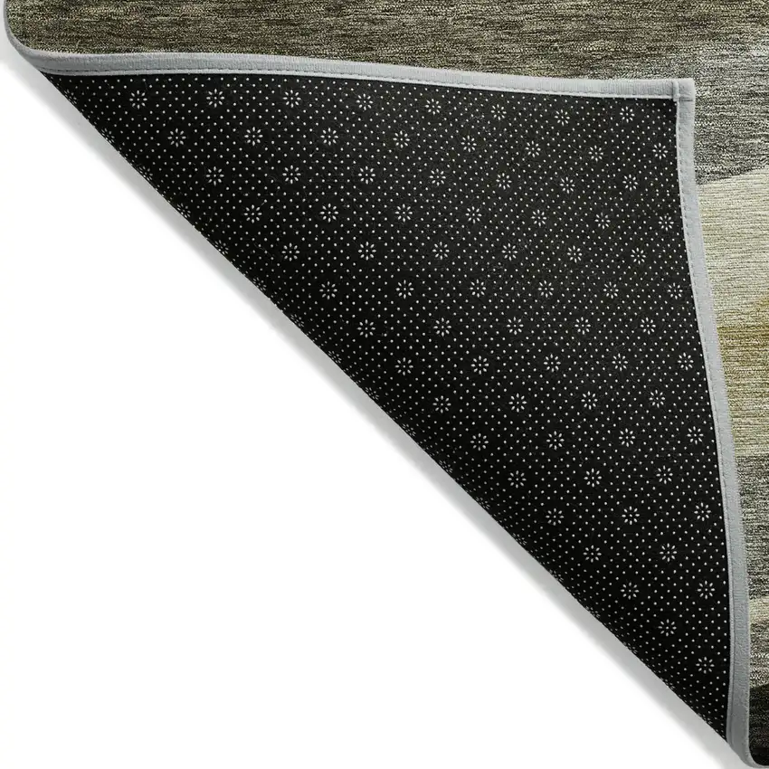 Taupe Gray And Black Abstract Washable Indoor Outdoor Area Rug Photo 3