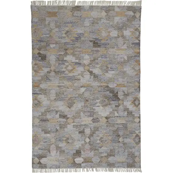 Gray Black And Brown Geometric Hand Woven Area Rug With Fringe Photo 2