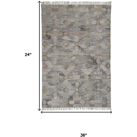 Gray Black And Brown Geometric Hand Woven Area Rug With Fringe Photo 7
