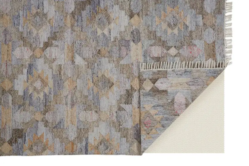 Gray Black And Brown Geometric Hand Woven Area Rug With Fringe Photo 8