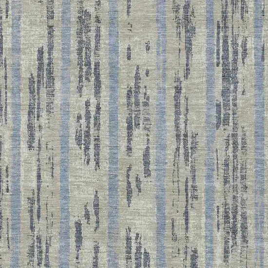 Taupe Gray And Blue Striped Washable Indoor Outdoor Area Rug Photo 6