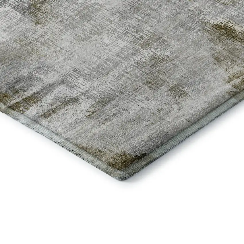 Taupe Gray And Brown Abstract Washable Area Rug With UV Protection Photo 8