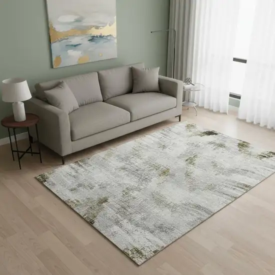 Taupe Gray And Brown Abstract Washable Area Rug With UV Protection Photo 2
