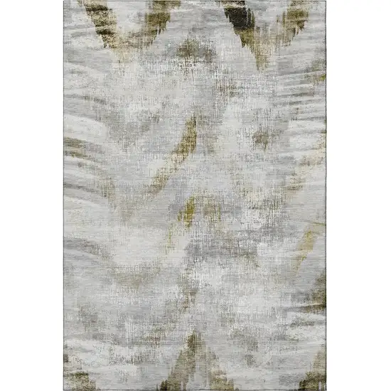 Taupe Gray And Brown Abstract Washable Area Rug With UV Protection Photo 4