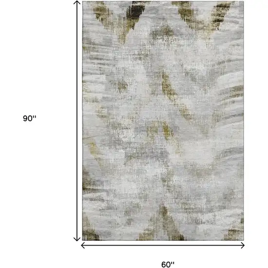 Taupe Gray And Brown Abstract Washable Area Rug With UV Protection Photo 3
