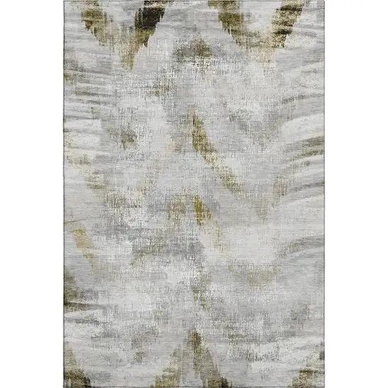 Taupe Gray And Brown Abstract Washable Area Rug With UV Protection Photo 1