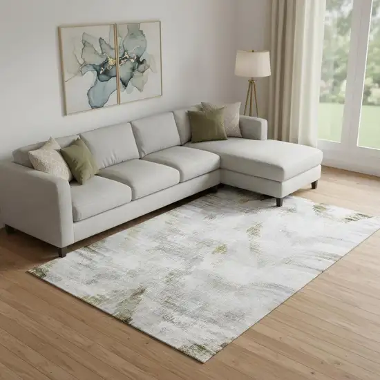 Taupe Gray And Brown Abstract Washable Area Rug With UV Protection Photo 1