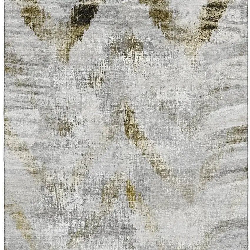 Taupe Gray And Brown Abstract Washable Area Rug With UV Protection Photo 4