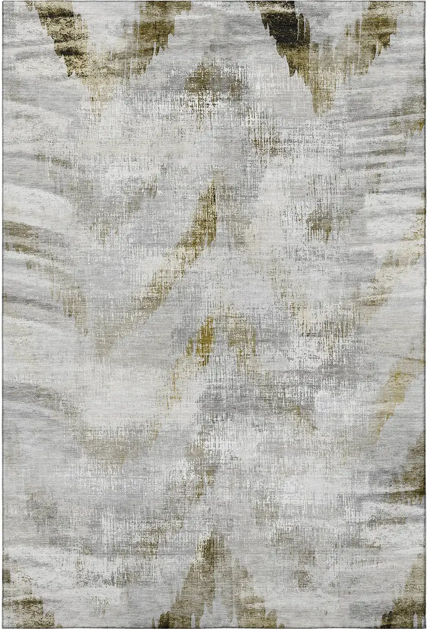 Taupe Gray And Brown Abstract Washable Area Rug With UV Protection Photo 3