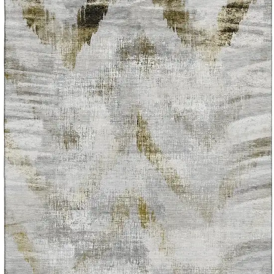 Taupe Gray And Brown Abstract Washable Area Rug With UV Protection Photo 3