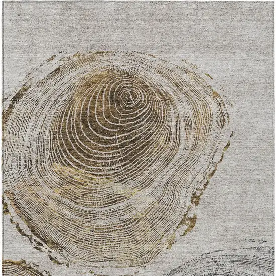 Taupe Gray And Brown Abstract Washable Indoor Outdoor Area Rug Photo 6
