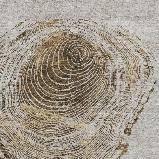 Taupe Gray And Brown Abstract Washable Indoor Outdoor Area Rug Photo 5