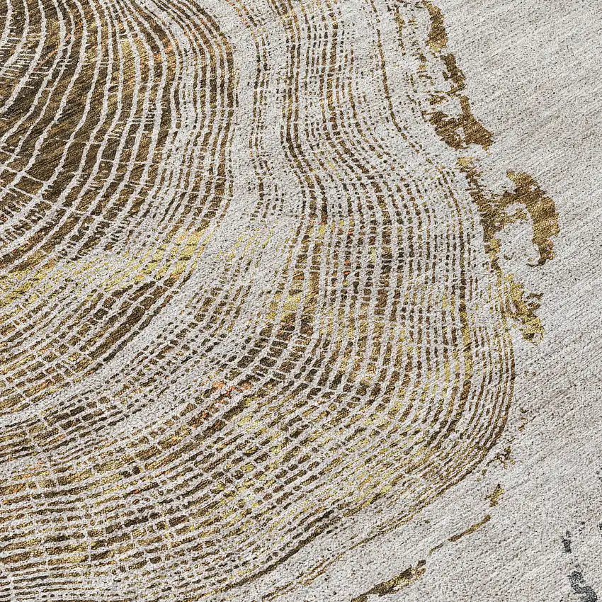 Taupe Gray And Brown Abstract Washable Indoor Outdoor Area Rug Photo 4