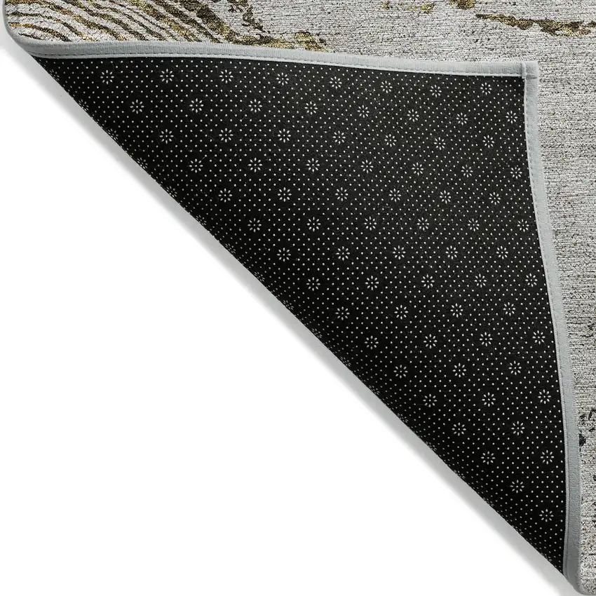 Taupe Gray And Brown Abstract Washable Indoor Outdoor Area Rug Photo 2