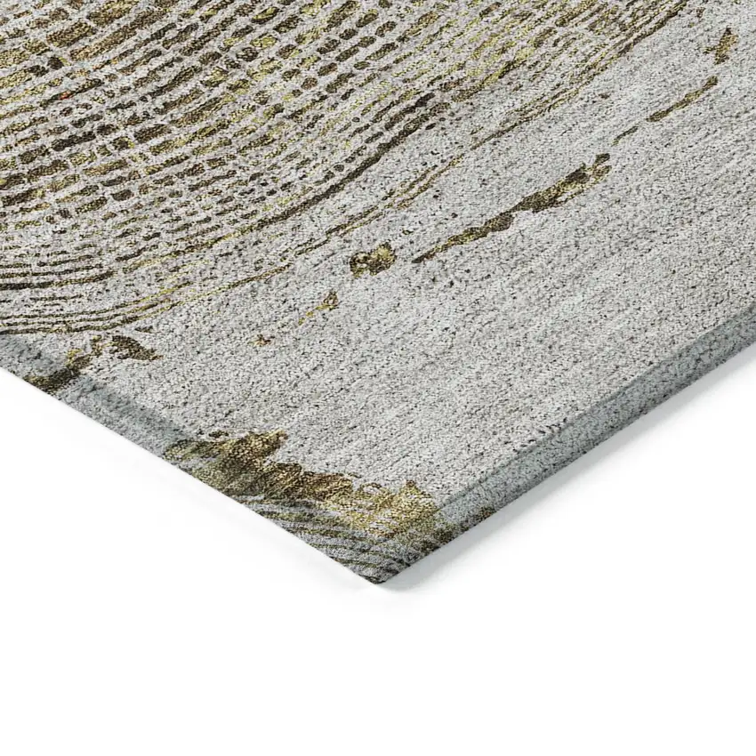 Taupe Gray And Brown Abstract Washable Indoor Outdoor Area Rug Photo 4