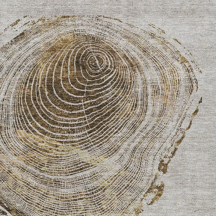 Taupe Gray And Brown Abstract Washable Indoor Outdoor Area Rug Photo 5