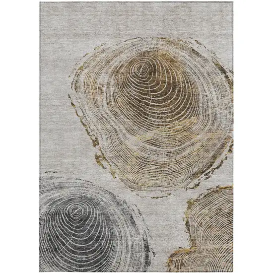 Taupe Gray And Brown Abstract Washable Indoor Outdoor Area Rug Photo 6
