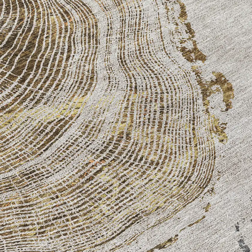 Taupe Gray And Brown Abstract Washable Indoor Outdoor Area Rug Photo 4
