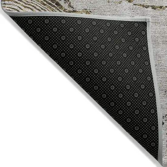 Taupe Gray And Brown Abstract Washable Indoor Outdoor Area Rug Photo 2