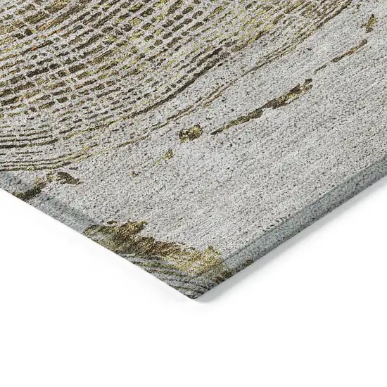 Taupe Gray And Brown Abstract Washable Indoor Outdoor Area Rug Photo 3