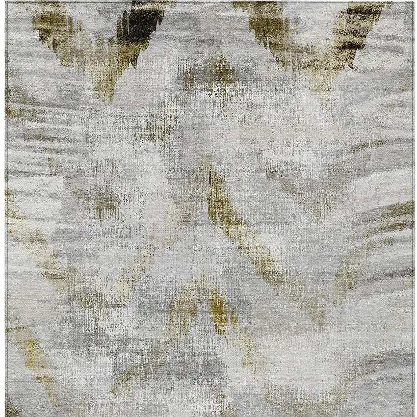 Taupe Gray And Brown Abstract Washable Indoor Outdoor Area Rug Photo 7