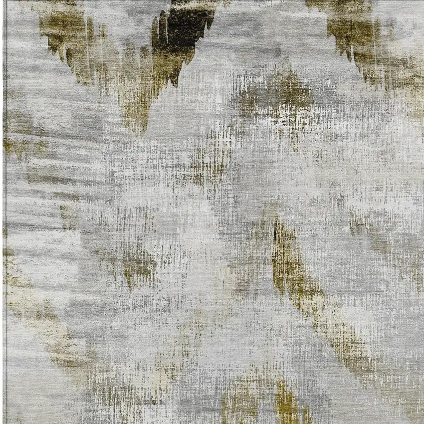 Taupe Gray And Brown Abstract Washable Indoor Outdoor Area Rug Photo 6