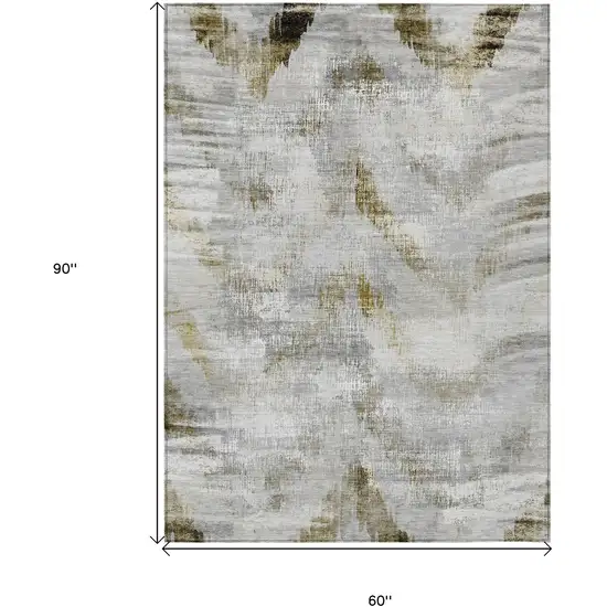 Taupe Gray And Brown Abstract Washable Indoor Outdoor Area Rug Photo 3