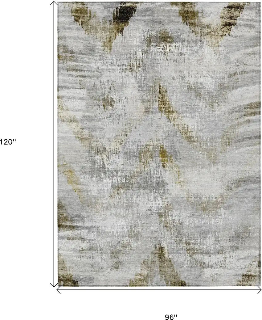 Taupe Gray And Brown Abstract Washable Indoor Outdoor Area Rug Photo 3
