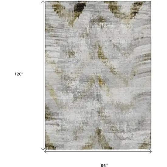 Taupe Gray And Brown Abstract Washable Indoor Outdoor Area Rug Photo 3