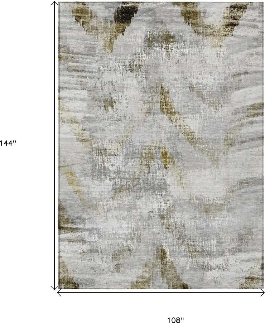 Taupe Gray And Brown Abstract Washable Indoor Outdoor Area Rug Photo 3