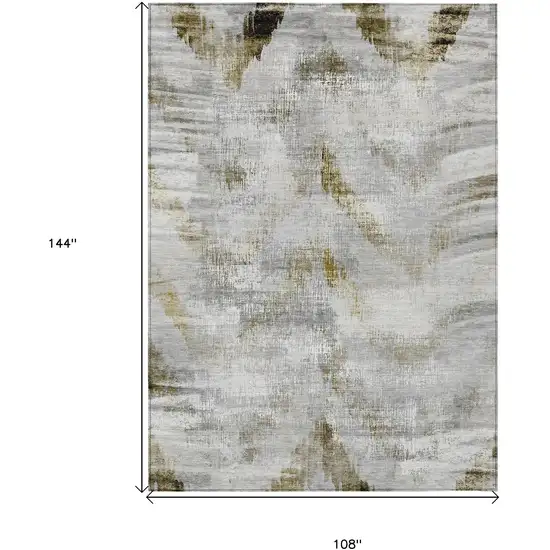 Taupe Gray And Brown Abstract Washable Indoor Outdoor Area Rug Photo 3
